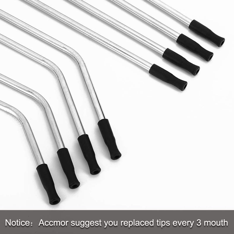 Accmor 22Pcs Reusable Straws Tips, Food Grade Silicone Black Straw Tip Covers Only Fit for 1/4 Inch Wide (6MM Out diameter) Stainless Steel Straws - Image 5
